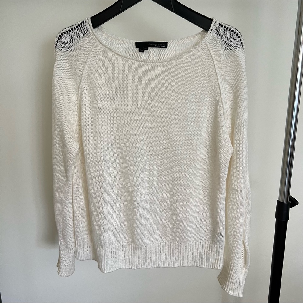 360 cashmere white open knit sweater